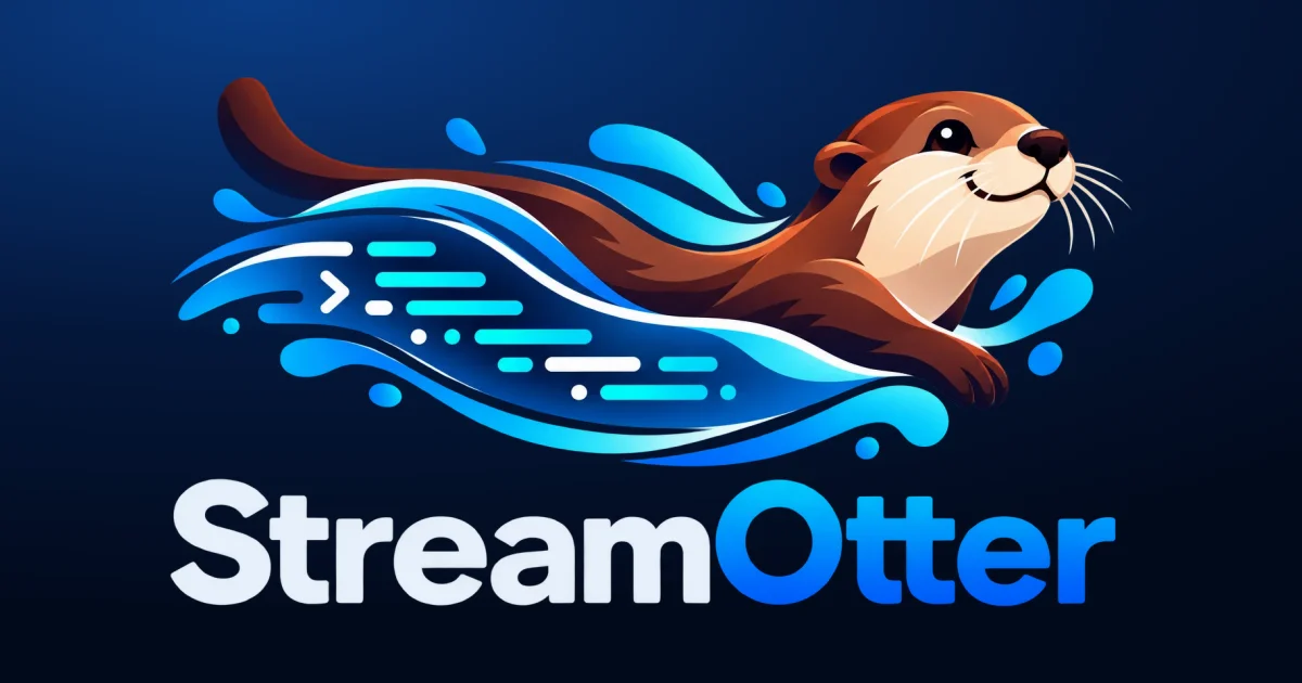 StreamOtter identity artwork featuring an otter and flowing data lines.